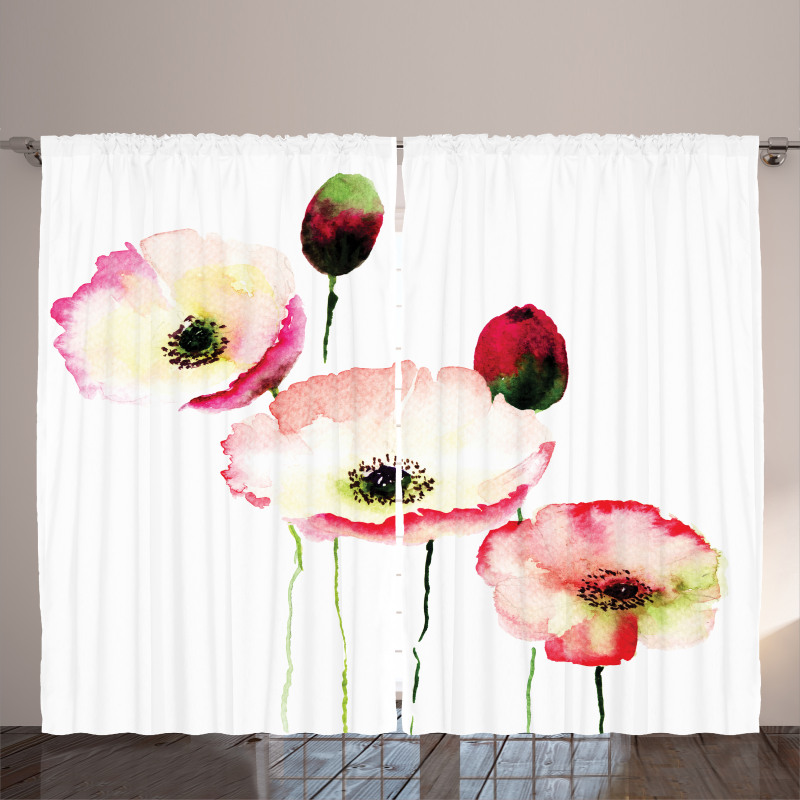 Poppy Vintage Blossom Curtain