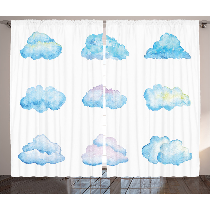 Cartoon Fluffy Clouds Curtain