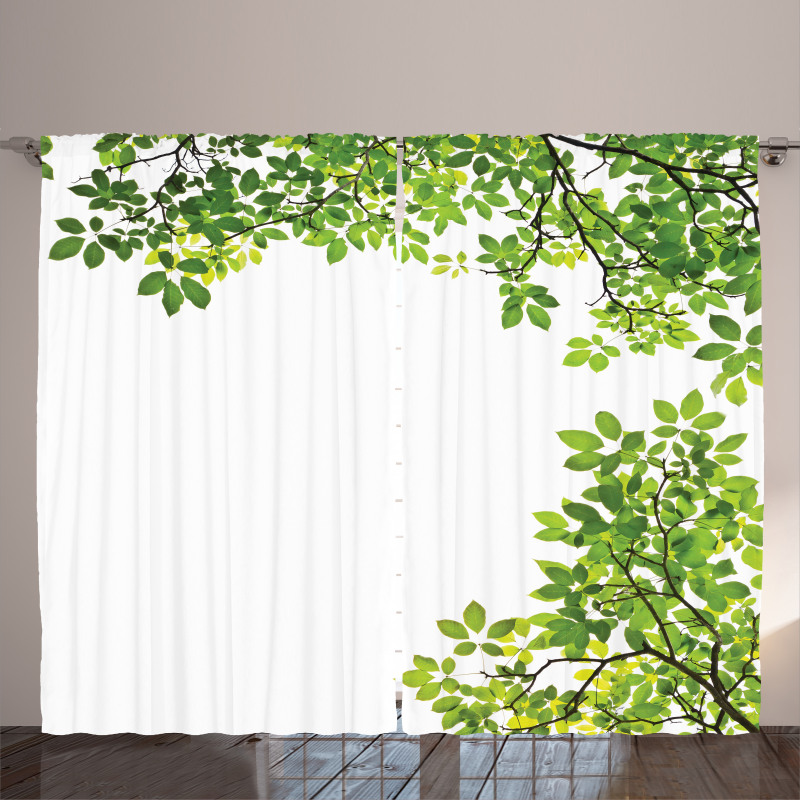 Fresh Branch with Leaves Curtain