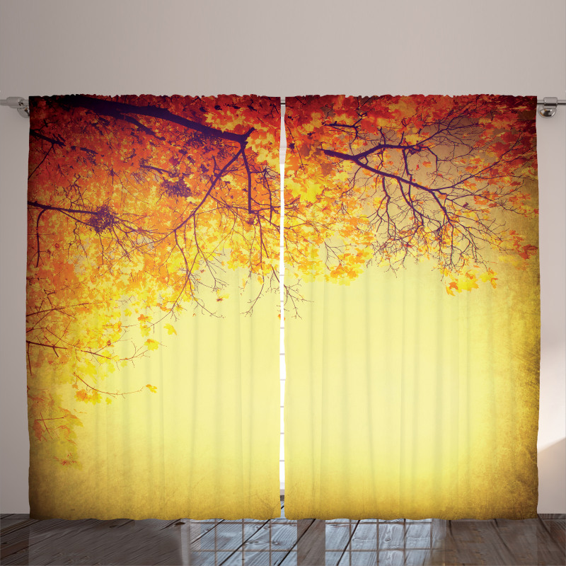 Retro Autumn View Curtain