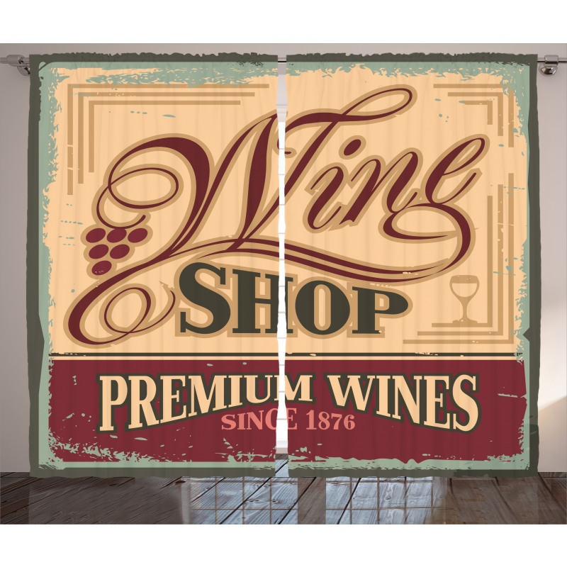 Old Wine Shop Sign Curtain
