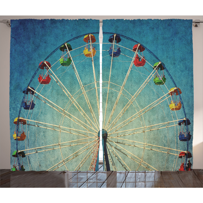 Ferris Wheel Fun Retro Curtain
