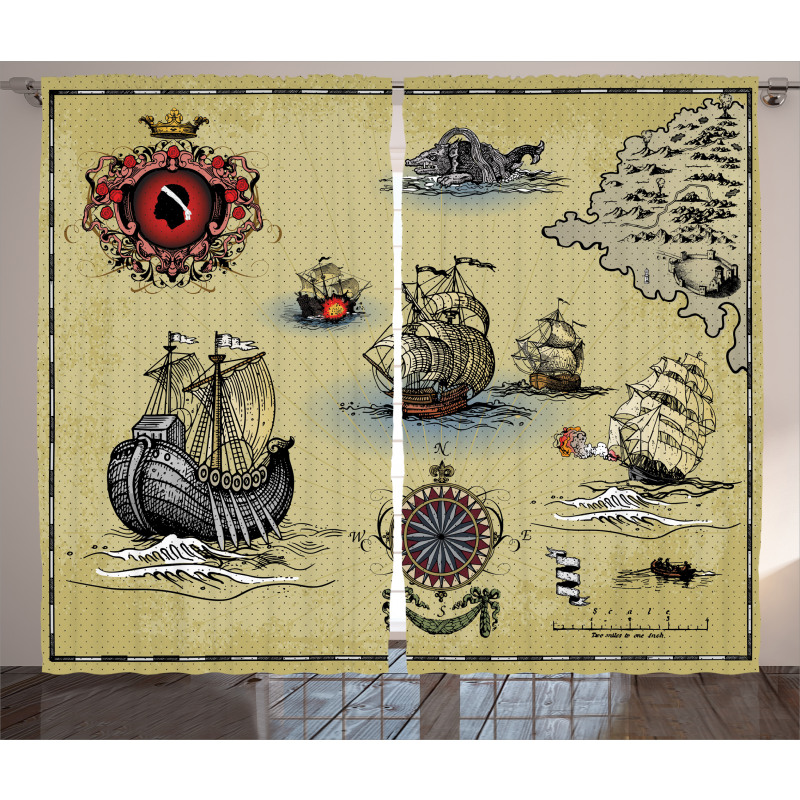 Antique Map Pirate Curtain