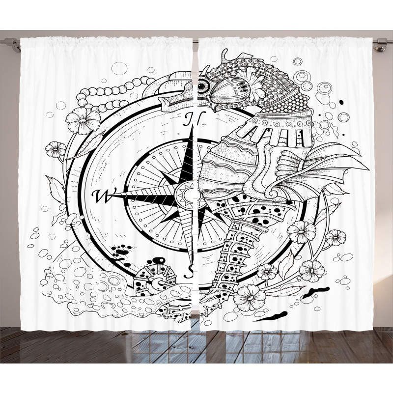 Seahorse Compass Curtain
