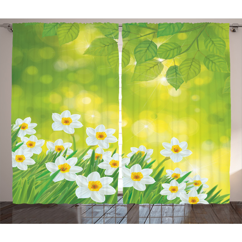 Daffodils Spring Petals Curtain