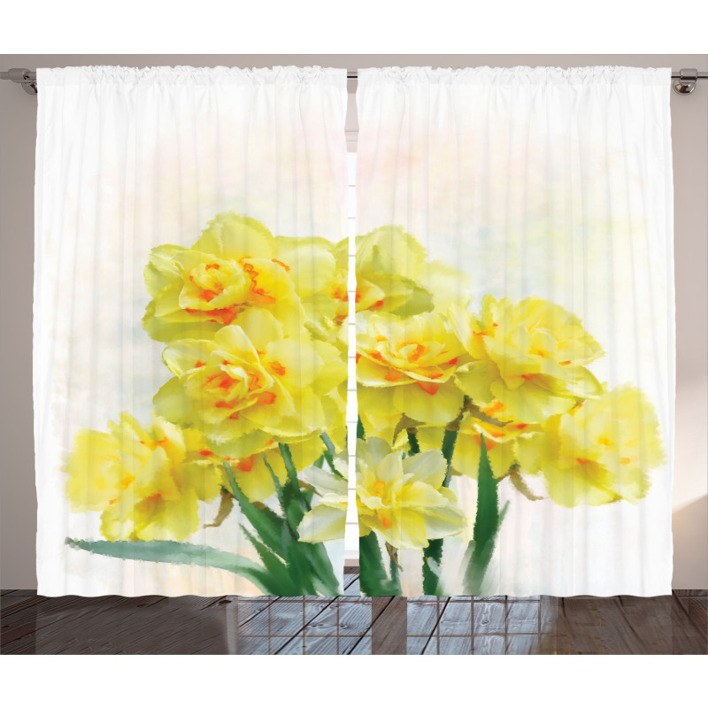 Paint of Daffodils Bouquet Curtain
