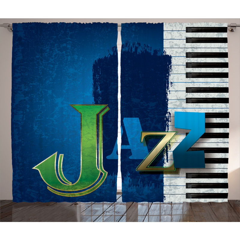 Jazz Music Keys Guitar Curtain