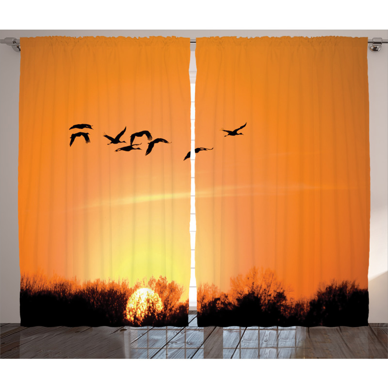 Migration Sunset Orange Curtain