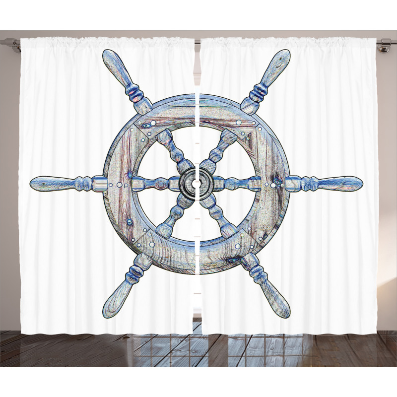 Wooden Ship Wheel Curtain