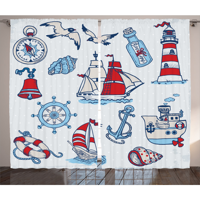 Cartoon Nautical Curtain