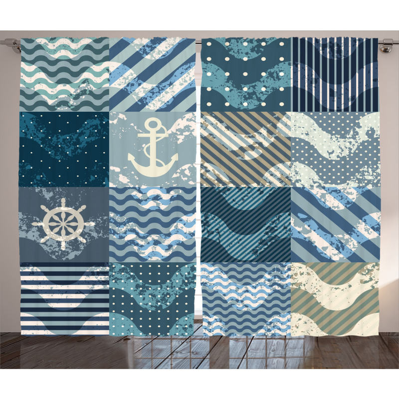 Anchor Grunge Naval Curtain