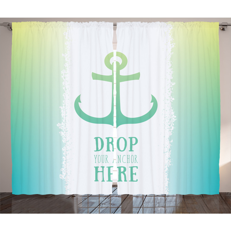 Words Green Ombre Anchor Curtain