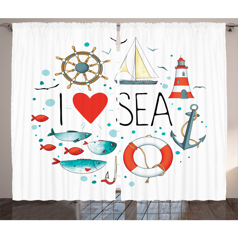 I Love Sea Words Curtain