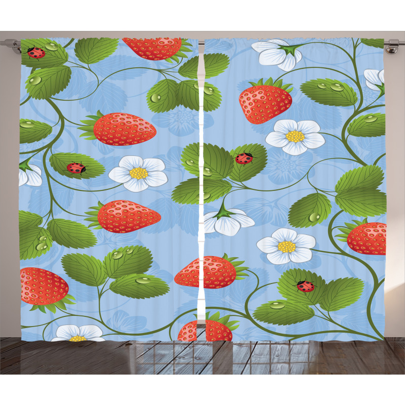 Strawberry Daisy Retro Curtain
