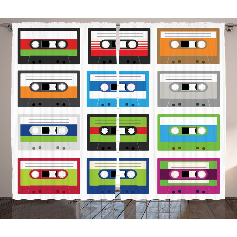 Retro Cassette Collage Curtain