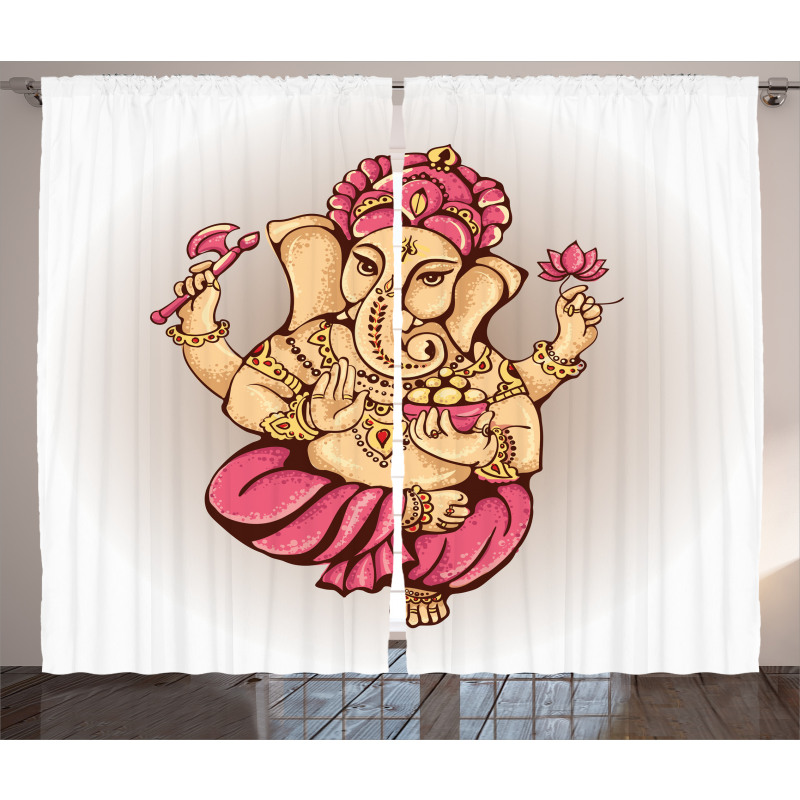 Bohemian Elephant Lotus Curtain