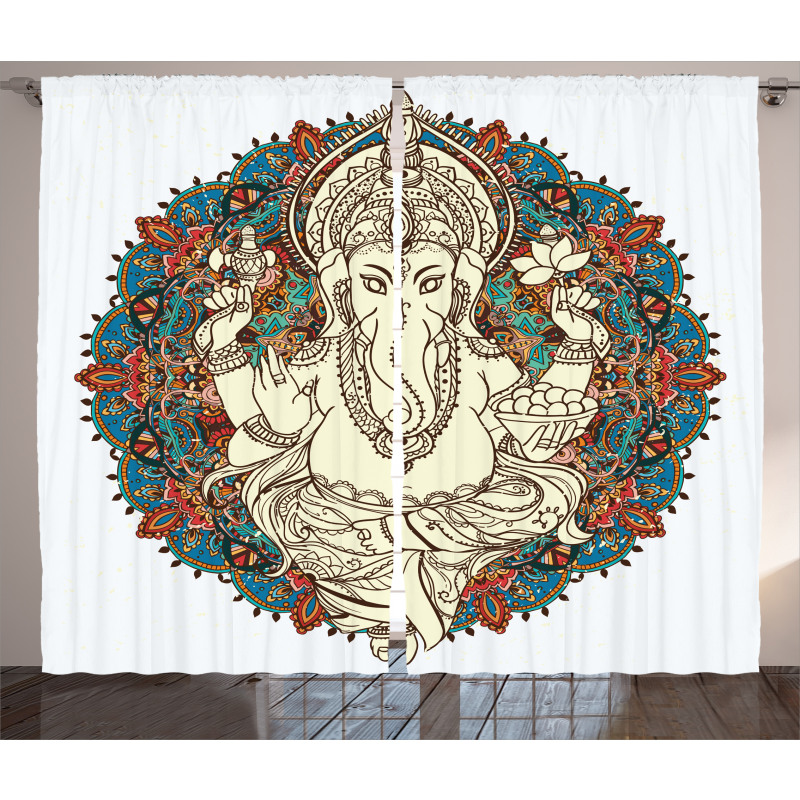 Asian Elephant Blossoms Curtain