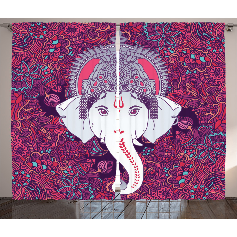 Elephant Mandala Art Curtain