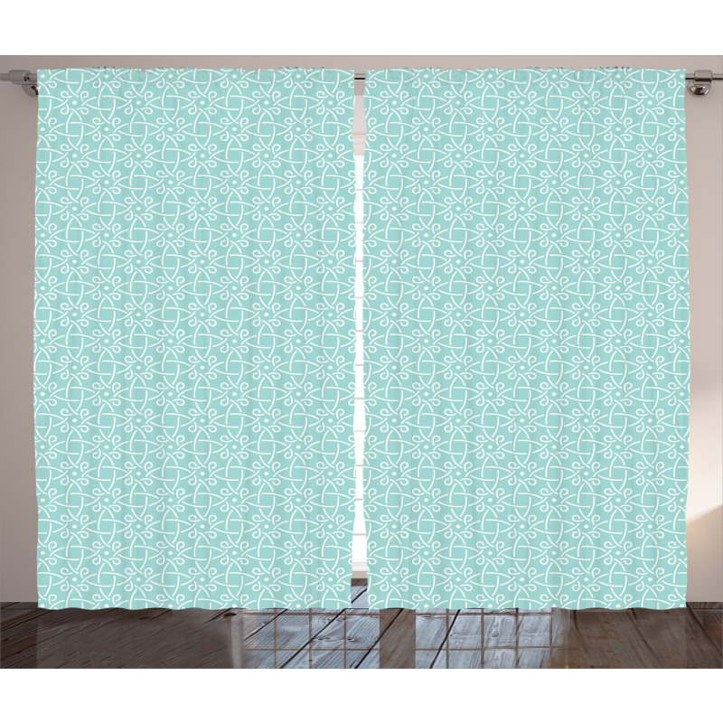 Aqua Celtic Patterns Curtain