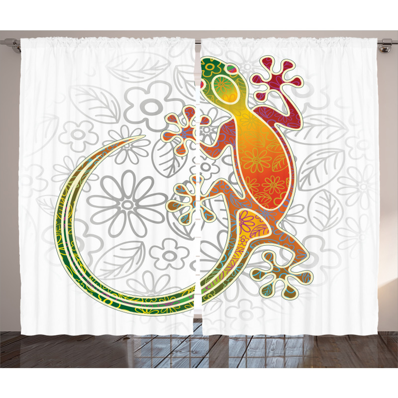 Art Frog Flowers Curtain