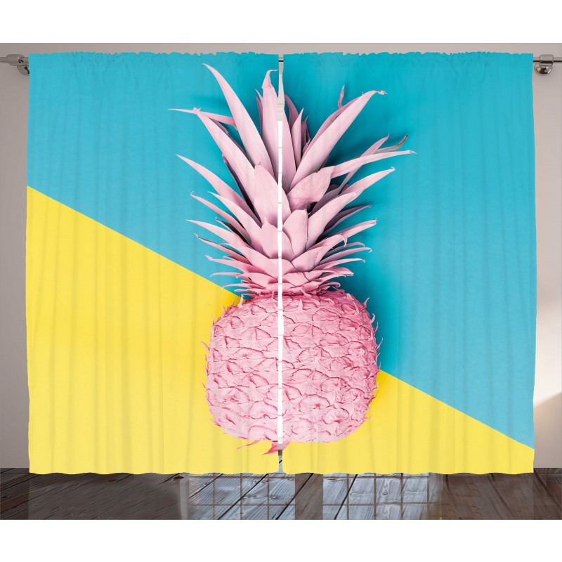 Ananas Perde Modern Pastel Renk Sanatsal 1 Meyve Silüeti