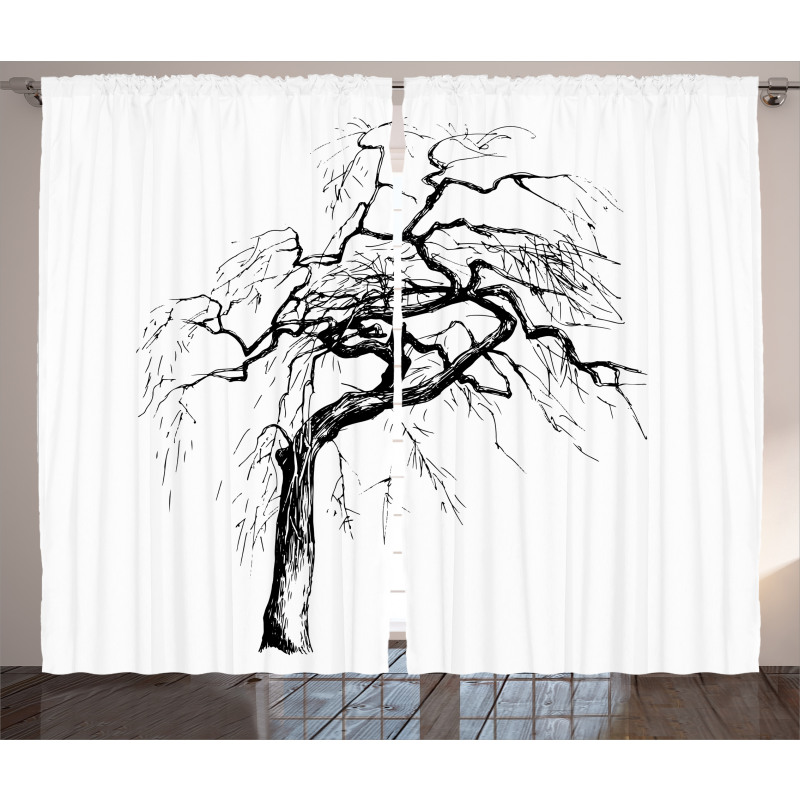 Autumn Tree Dry Branches Curtain