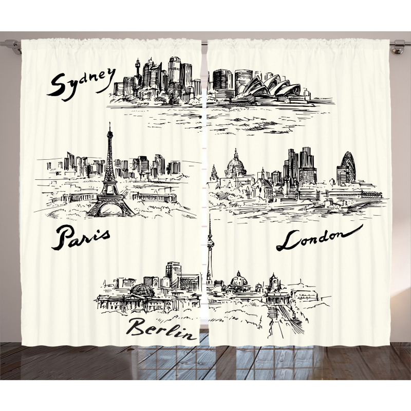 World's Famous Cities Curtain