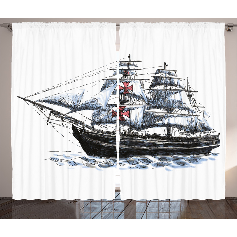 Columbus Ship Sailing Curtain