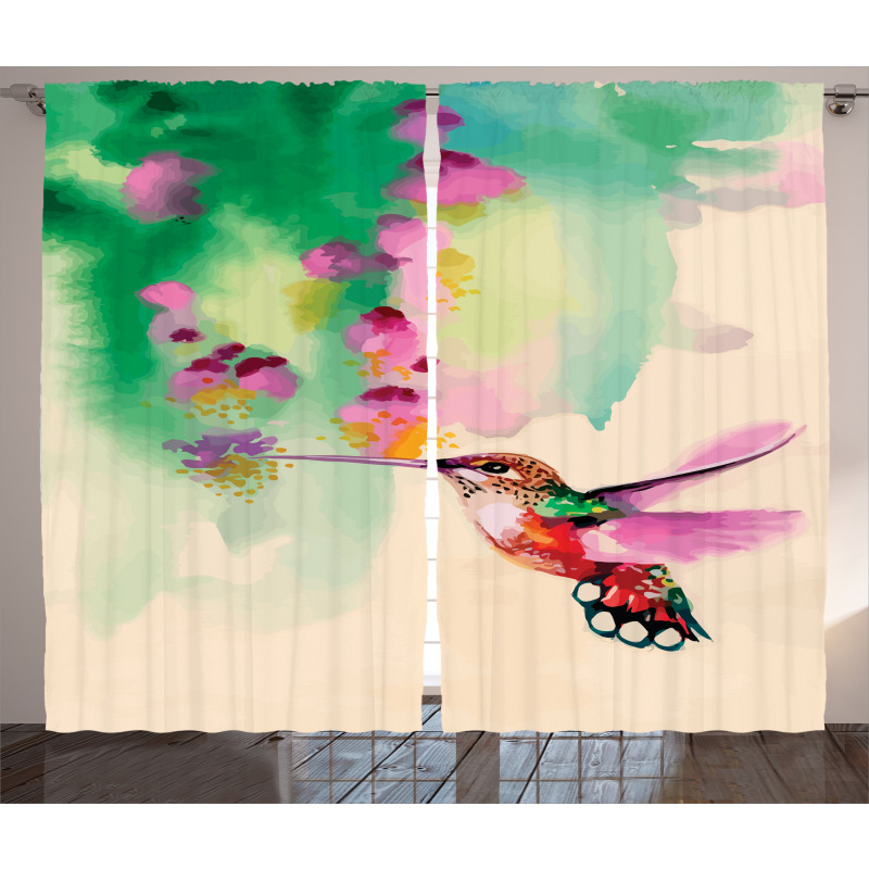 Colibri and Flowers Curtain