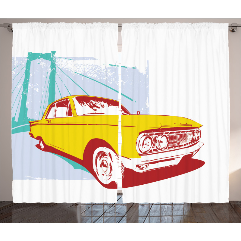 Old Car Grunge Artwork Curtain