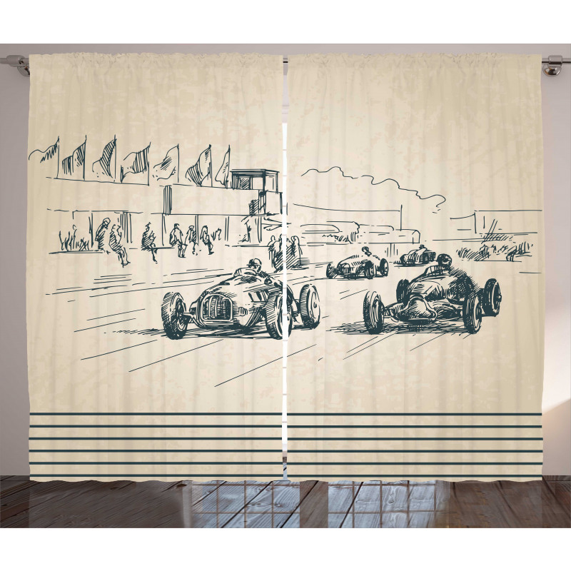 Racing Cars Sketchy Curtain