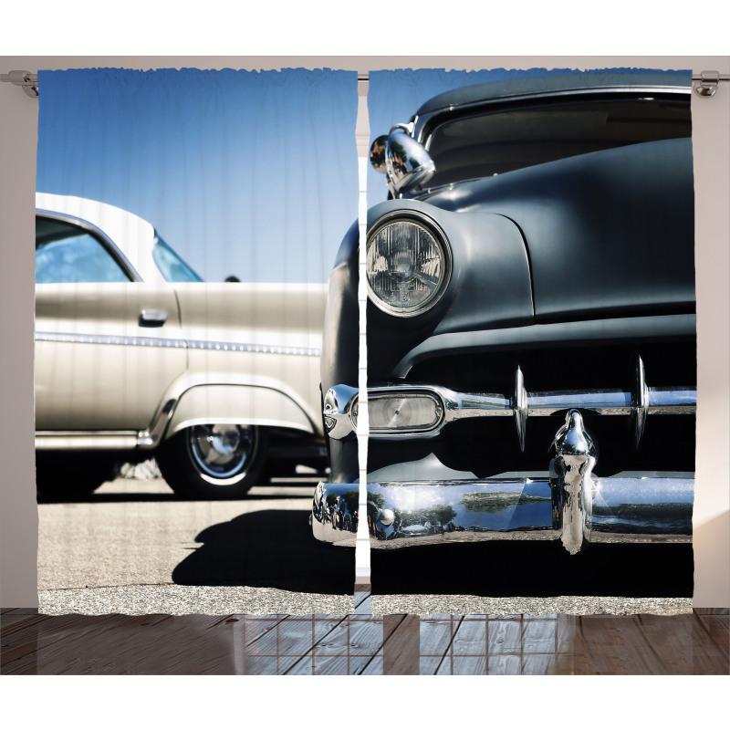 Fifties Auto Wheels Curtain