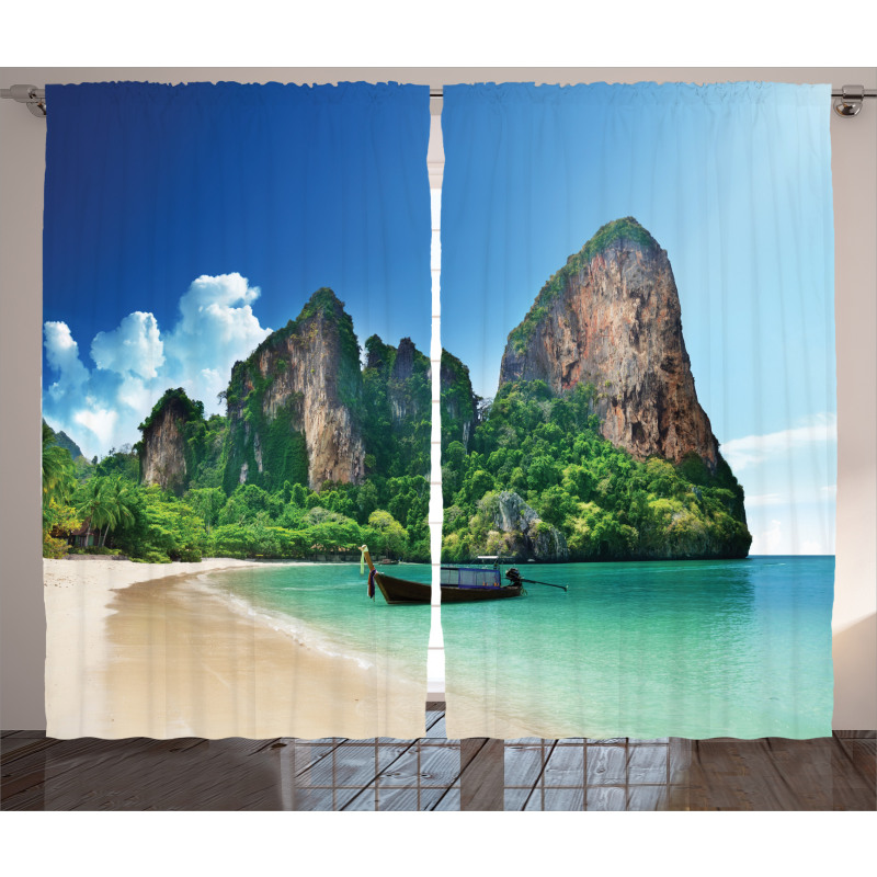 Thailand Rock Cliff Beach Curtain
