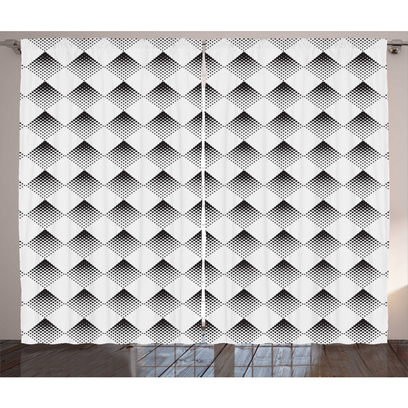 Geometrik Perde Noktalı Baklava Deseni Eşkenar Modern