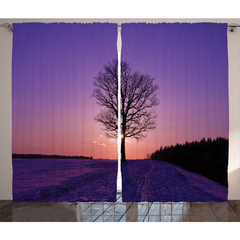 Oak Sunset Winter Time Curtain