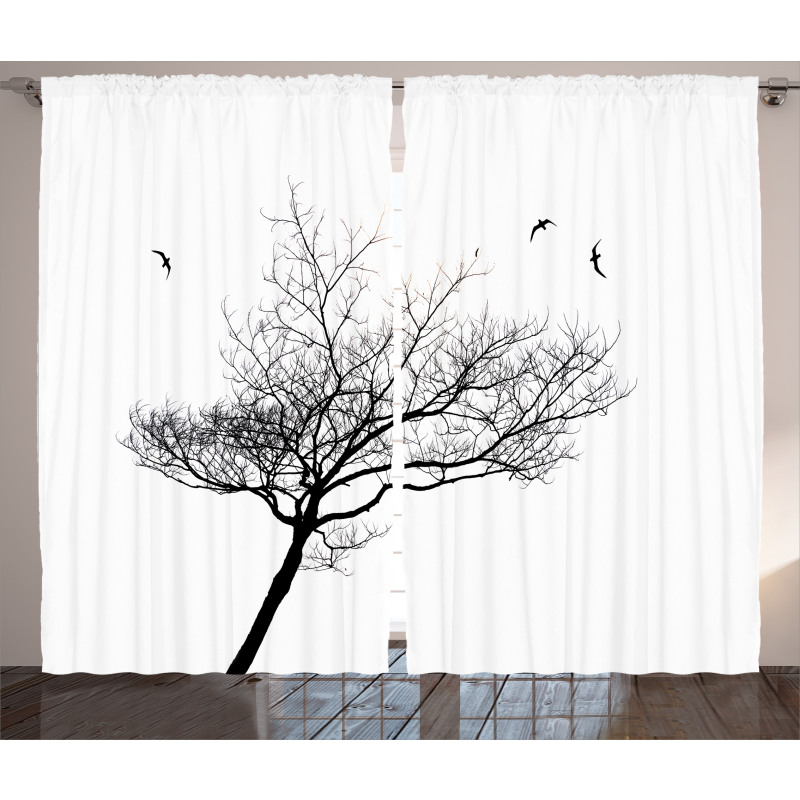 Tree Flying Birds Curtain