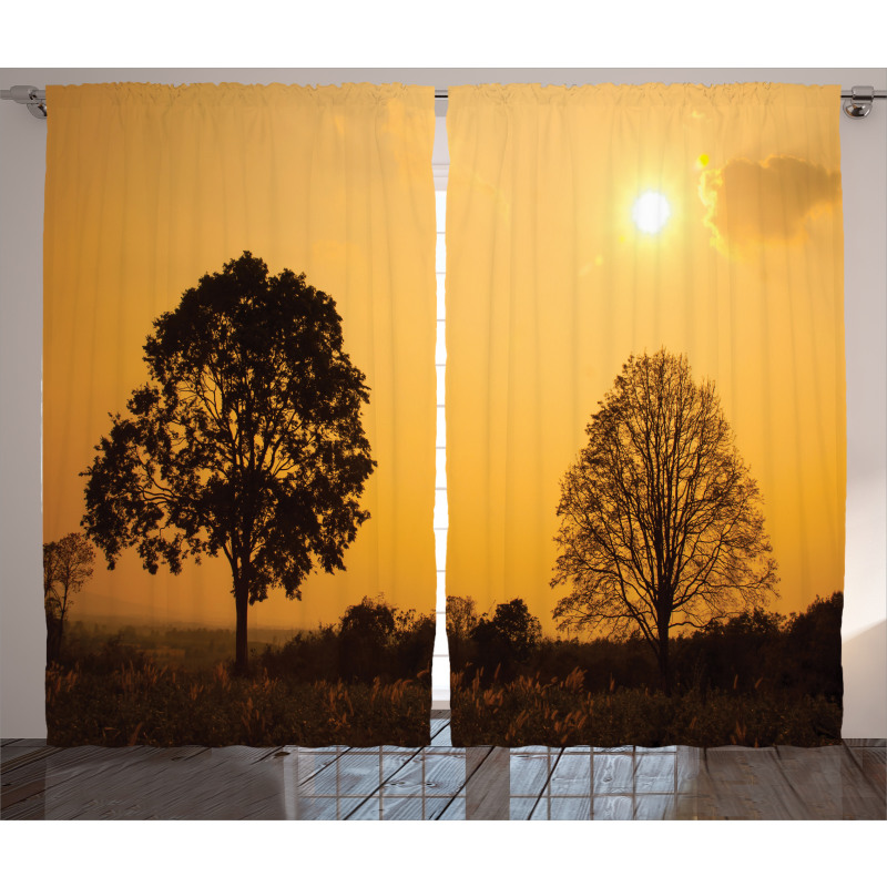 Tree on Sunset Twilight Curtain