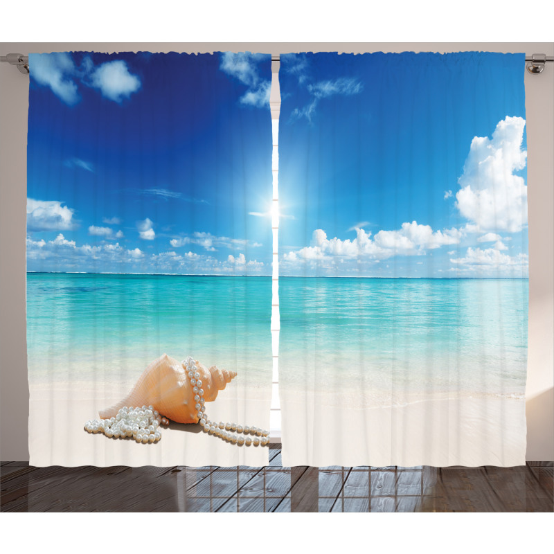 Seashells Tropical Beach Curtain