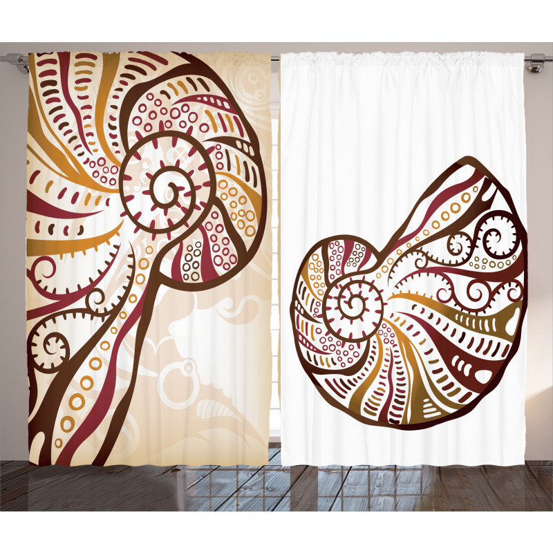 Seashells Abstract Boho Curtain