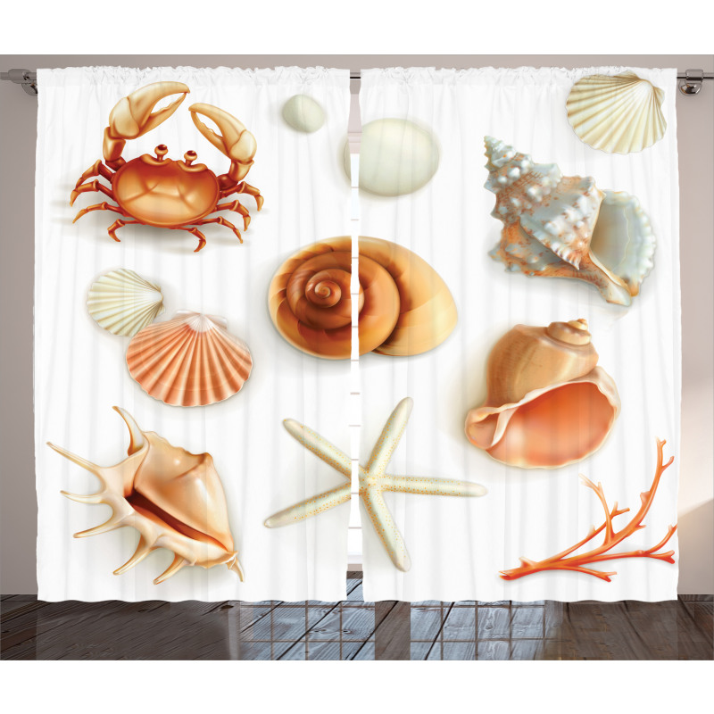 Seashells Marine Aquatic Curtain