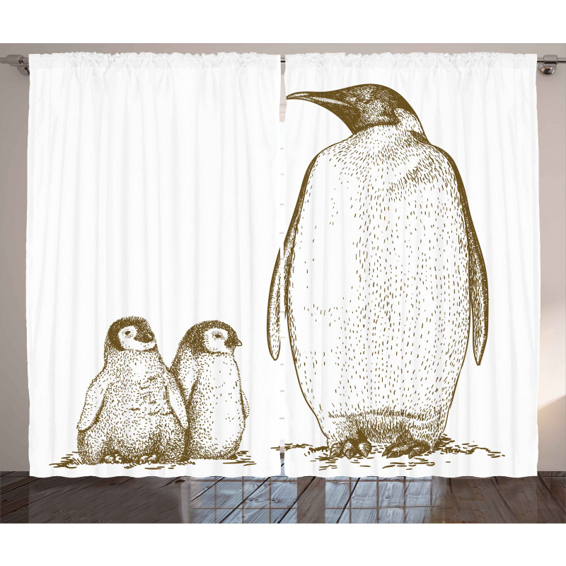 King and Baby Penguin Curtain