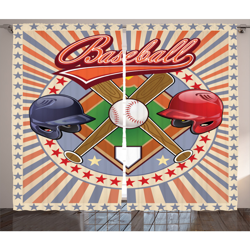 Retro Pop Art Baseball Curtain