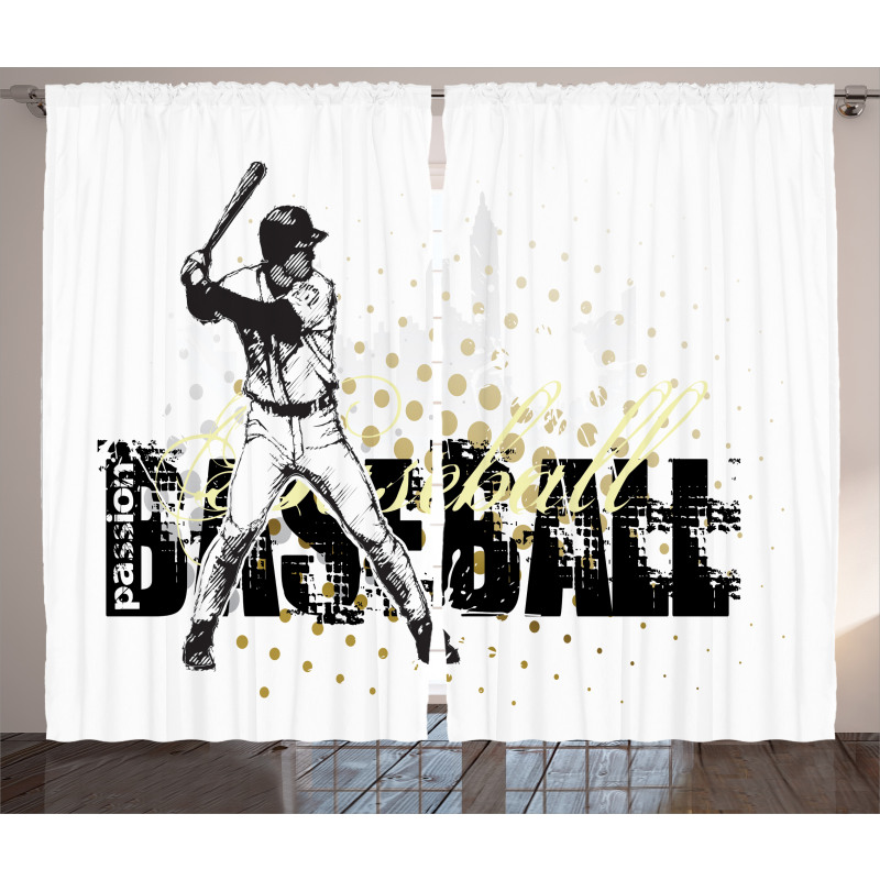Baseball Grunge Batting Curtain