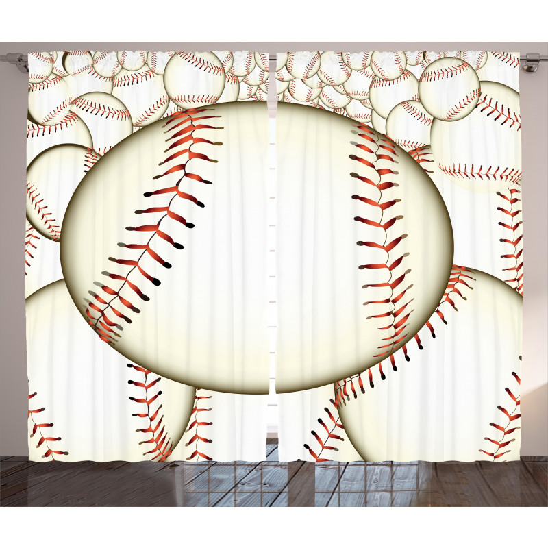 Baseball Ball Pattern Curtain