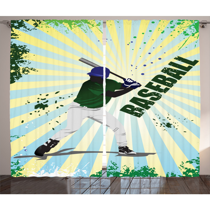 Grunge Baseball Pop Art Curtain