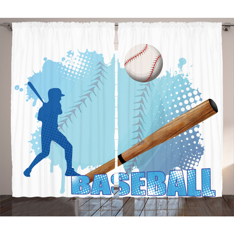 Baseball Sport Cartoon Curtain