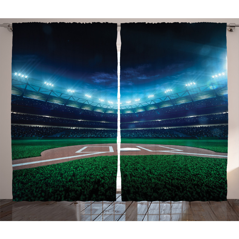 Baseball Stadium Night Curtain