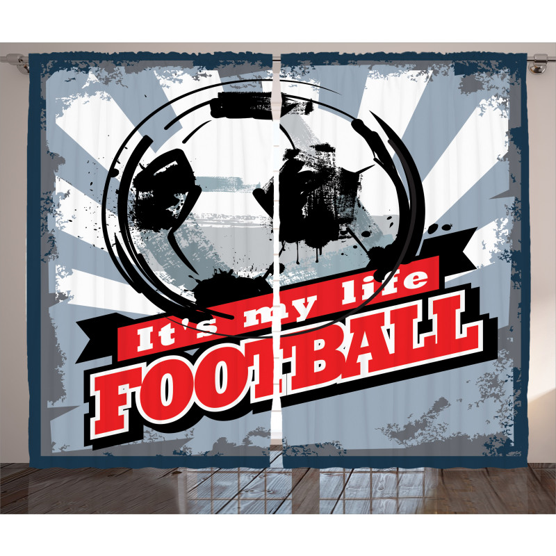 Grungy Football Pop Art Curtain
