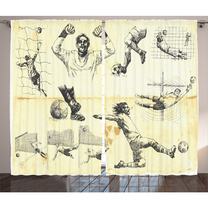 Soccer Players Artwork Curtain
