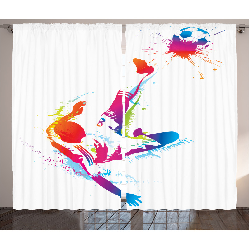 Kicking Ball Watercolors Curtain